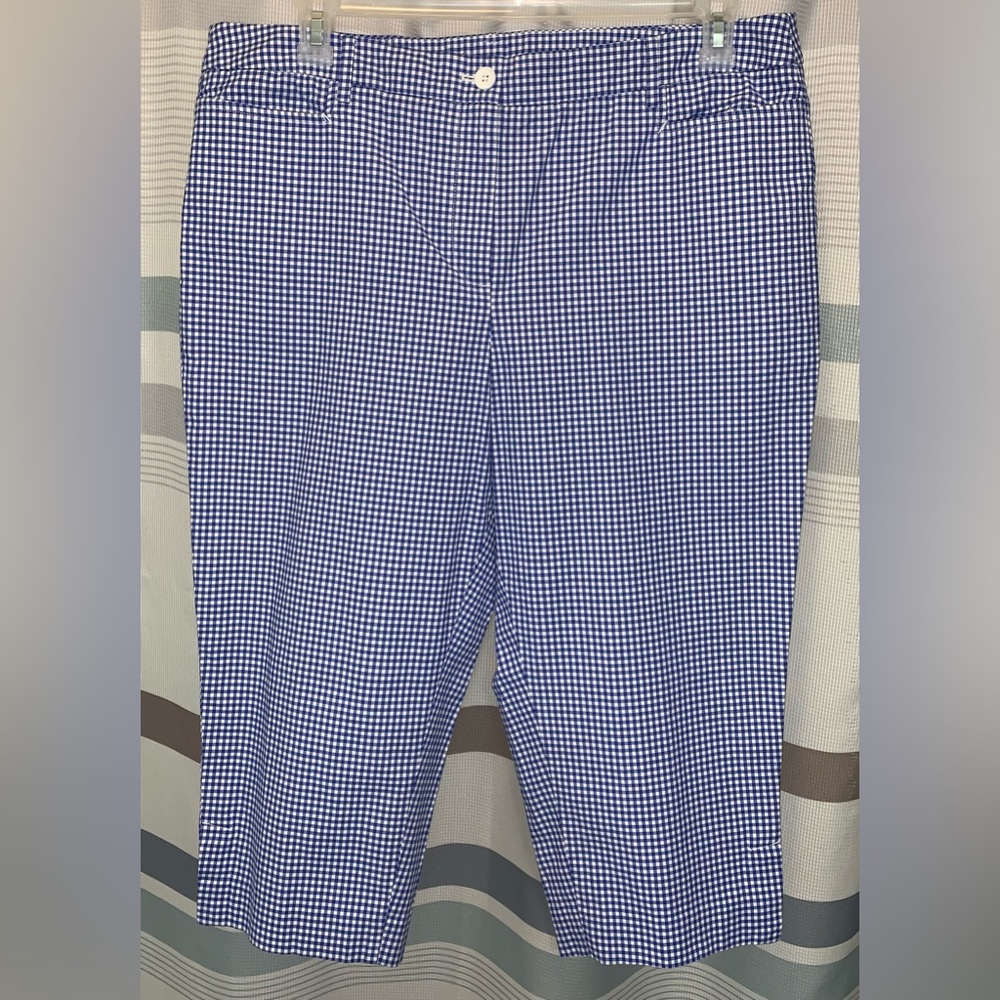 Talbots Perfect Skimmer Women’s Blue Gingham Check Mid Rise Capri Pants Size 6P